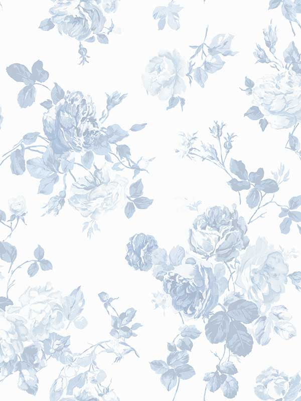 Everblooming Rosettes Rose Bouquets fabric in dreamy sky color - pattern number AST4102 - by A Street Prints in the Love Shack Fancy collection
