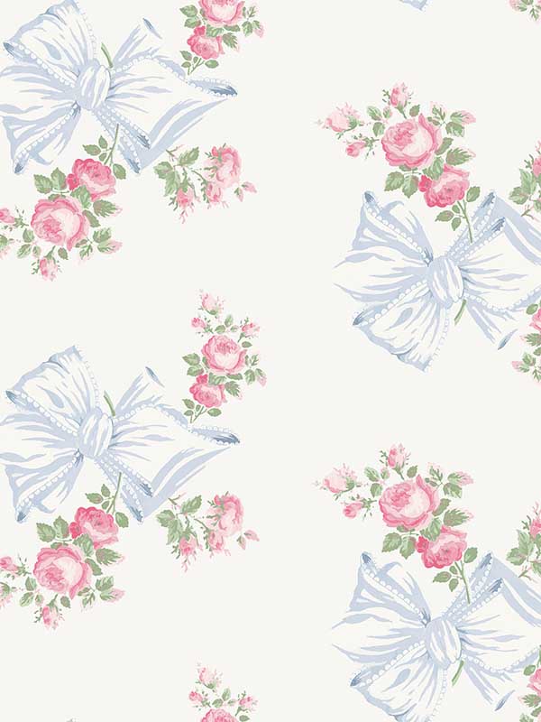 Rosa Beaux Large Bow Spot wallpaper in pastel blue color - pattern number AST4113 - by A Street Prints in the Love Shack Fancy collection