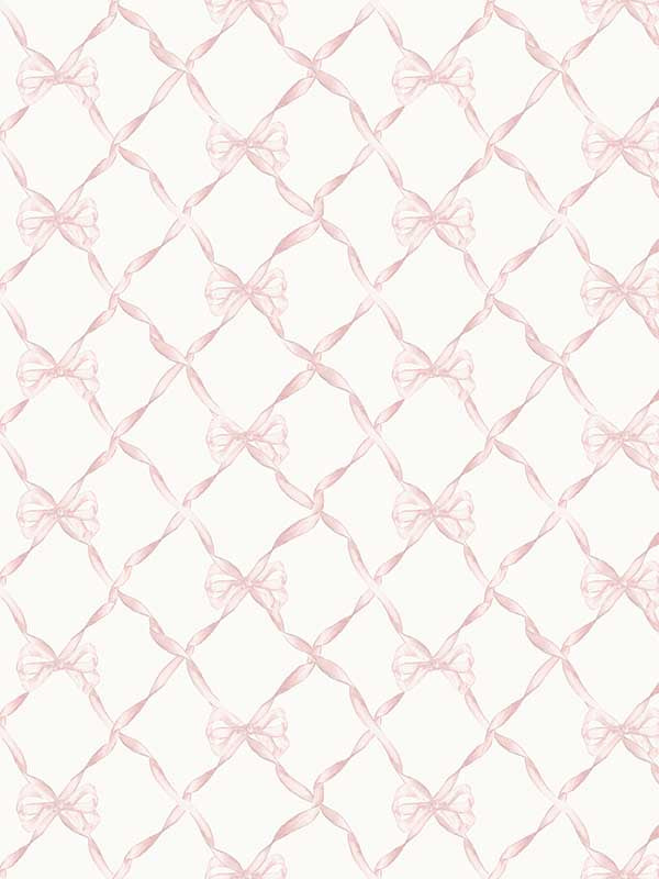 Baby Bow Ribbon Trellis fabric in faded primrose color - pattern number AST4114 - by A Street Prints in the Love Shack Fancy collection