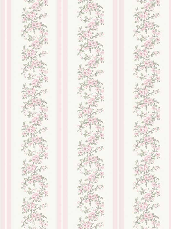 Mari Wreath Floral Stripe fabric in pastel peach color - pattern number AST4649 - by A Street Prints in the Love Shack Fancy collection