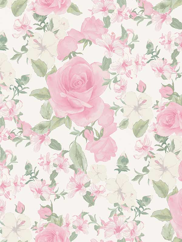 Sunset Harbor Rose Flowers fabric in vida rosa color - pattern number AST4655 - by A Street Prints in the Love Shack Fancy collection