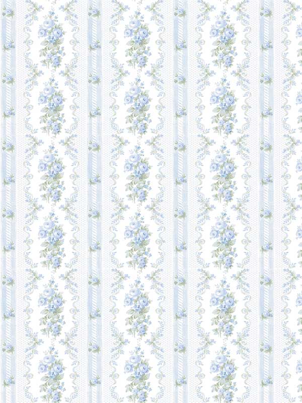 Dreamy Days Stripe and Floral fabric in sweet blue color - pattern number AST6087 - by A Street Prints in the Love Shack Fancy collection