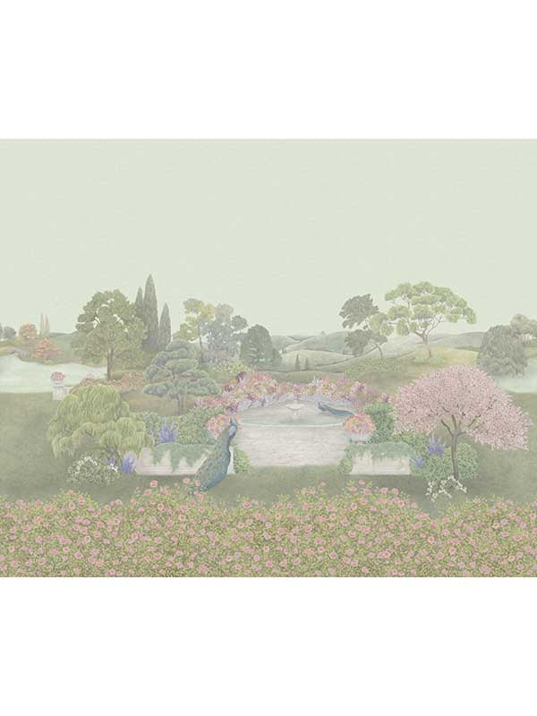 Idyll 7 Panel fabric in blush pearl metallic color - pattern number 120/1001M.CS.0 - by Cole and Son in the Gardens Vol I collection
