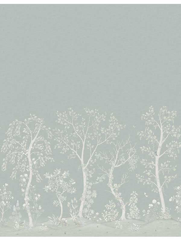 Seasonal Woods 6 Panel fabric in jade sage pearl color - pattern number 120/6020M.CS.0 - by Cole and Son in the Gardens Vol I collection