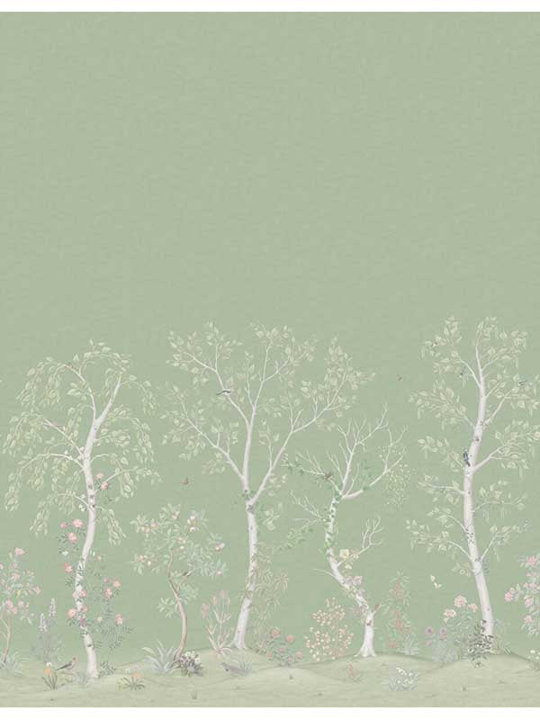 Seasonal Woods 6 Panel fabric in olive color - pattern number 120/6021.CS.0 - by Cole and Son in the Gardens Vol I collection