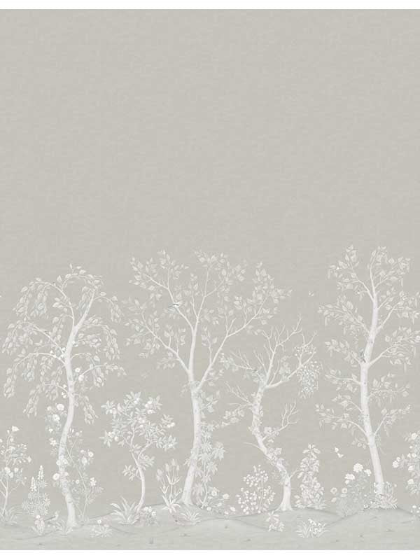 Seasonal Woods 6 Panel fabric in platinum color - pattern number 120/6023.CS.0 - by Cole and Son in the Gardens Vol I collection