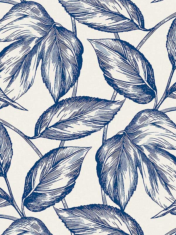 Beckett Sketched Leaves fabric in blueberry hill color - pattern number SC20002 - by Seabrook in the Summer House Seabrook collection