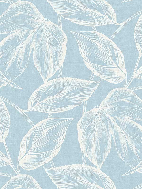 Beckett Sketched Leaves fabric in baby blue color - pattern number SC20022 - by Seabrook in the Summer House Seabrook collection