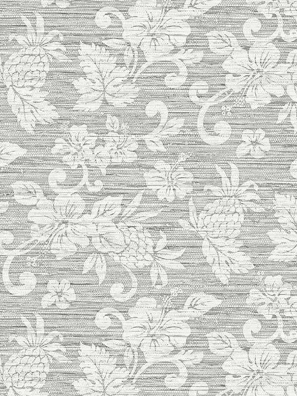 Juno Island Floral fabric in half moon grey color - pattern number SC20808 - by Seabrook in the Summer House Seabrook collection