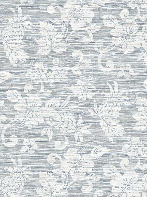Juno Island Floral fabric in fantasy blue color - pattern number SC20812 - by Seabrook in the Summer House Seabrook collection