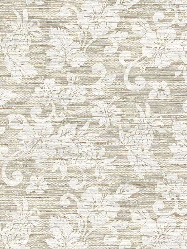 Juno Island Floral fabric in balanced beige color - pattern number SC20815 - by Seabrook in the Summer House Seabrook collection