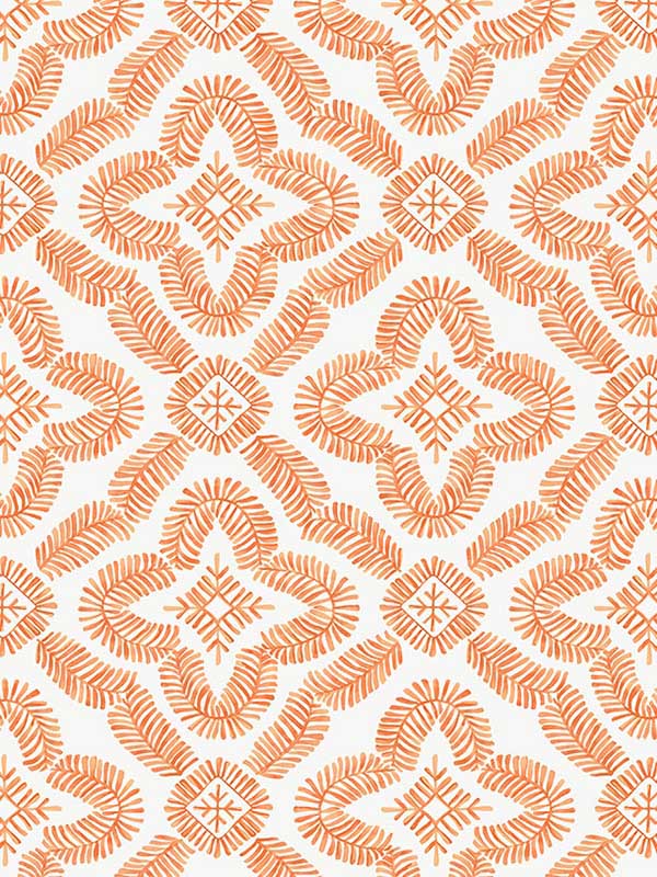 Talia Botanical Medallion wallpaper in salmon color - pattern number SC21301 - by Seabrook in the Summer House Seabrook collection