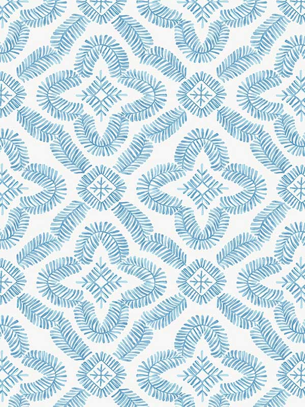 Talia Botanical Medallion wallpaper in breezy blue color - pattern number SC21302 - by Seabrook in the Summer House Seabrook collection