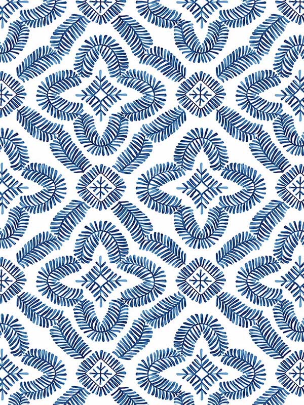 Talia Botanical Medallion wallpaper in cottage blue color - pattern number SC21312 - by Seabrook in the Summer House Seabrook collection