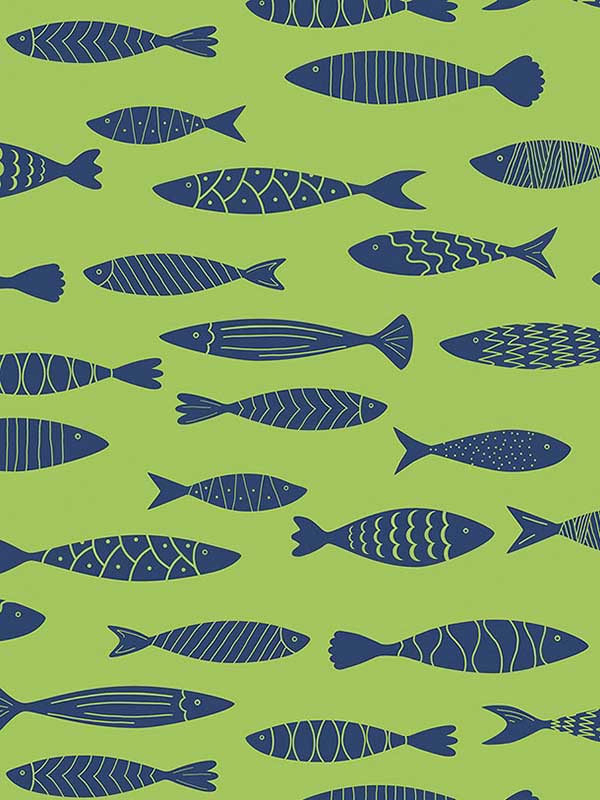 Bay Fish wallpaper in buckingham green color - pattern number SC21504 - by Seabrook in the Summer House Seabrook collection