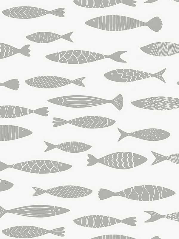 Bay Fish wallpaper in silver sea color - pattern number SC21508 - by Seabrook in the Summer House Seabrook collection