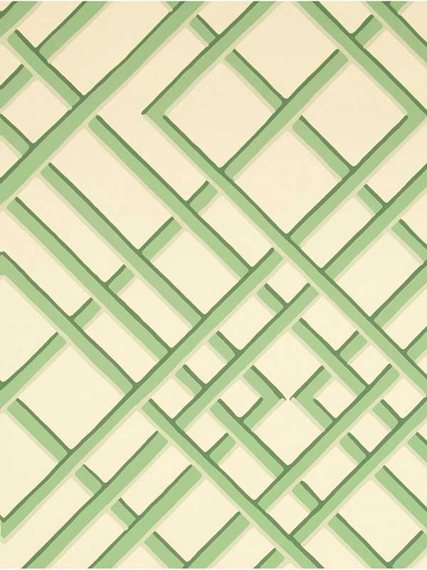 Treillage Sidewall fabric in celadon on off white color - pattern number BR-60100.04.0 - by Brunschwig and Fils in the collection