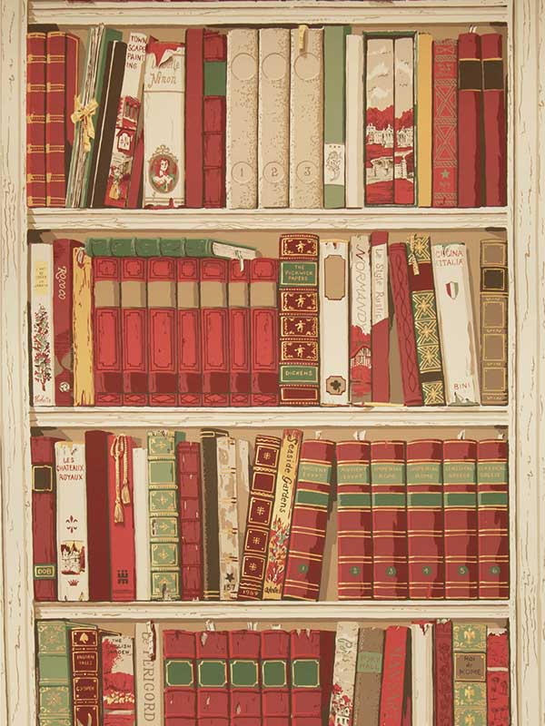 Bibliotheque wallpaper in red color - pattern number BR-69080.166.0 - by Brunschwig and Fils in the collection