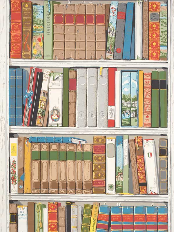 Bibliotheque wallpaper in multicolor color - pattern number BR-69080.MMM.0 - by Brunschwig and Fils in the collection