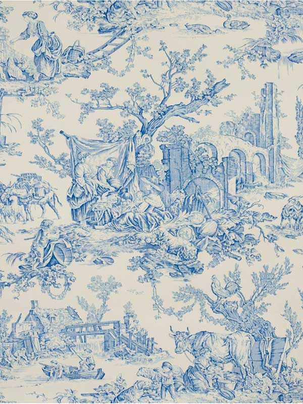 Le Hameau wallpaper in bluebell color - pattern number P8013130.5.0 - by Brunschwig and Fils in the collection
