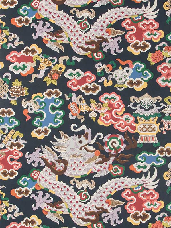 Ming Dragon wallpaper in indigo color - pattern number P8019113.50.0 - by Brunschwig and Fils in the collection