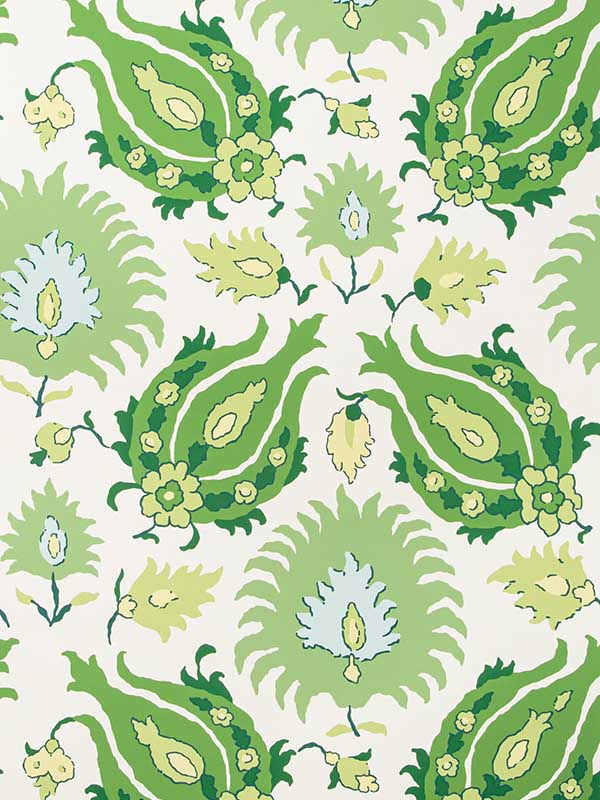Kashmiri wallpaper in leaf aloe color - pattern number P8020102.3033.0 - by Brunschwig and Fils in the collection