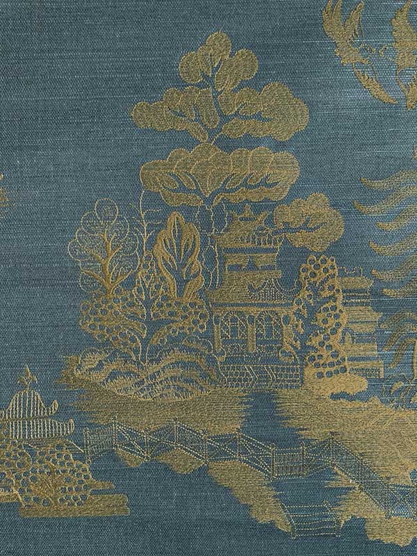La Pagode wallpaper in teal color - pattern number P8020108.35.0 - by Brunschwig and Fils in the collection