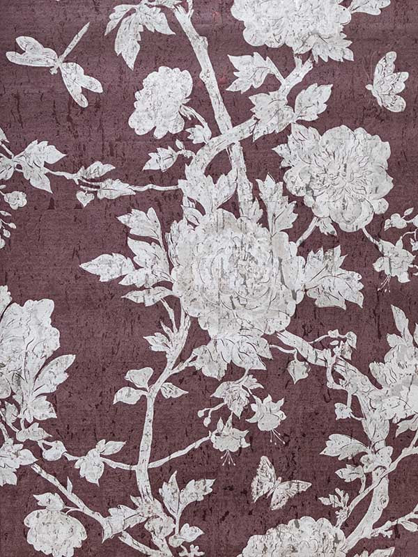 Les Pivoines wallpaper in wine color - pattern number P8020109.909.0 - by Brunschwig and Fils in the collection