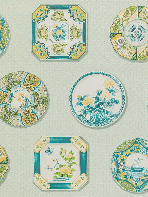 Bonchamp wallpaper in aqua color - pattern number P8020115.3516.0 - by Brunschwig and Fils in the collection