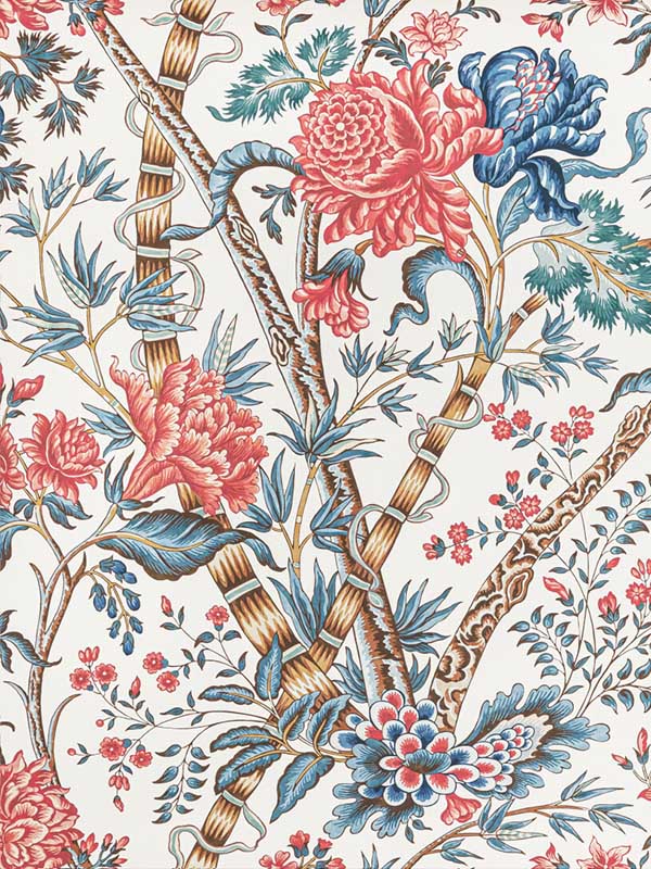 Luberon wallpaper in red blue color - pattern number P8022100.195.0 - by Brunschwig and Fils in the collection