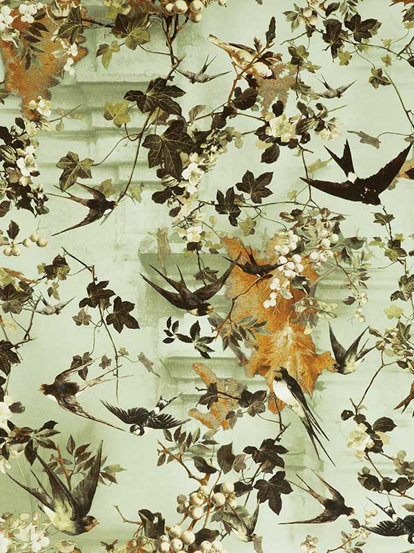 Hirondelles fabric in automne color - pattern number WH 000033306 - by Scalamandre in the collection