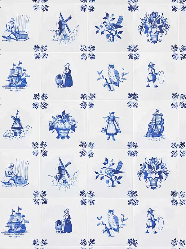 Tile Play fabric in blue color - pattern number WNM 0001TILE - by Scalamandre in the collection