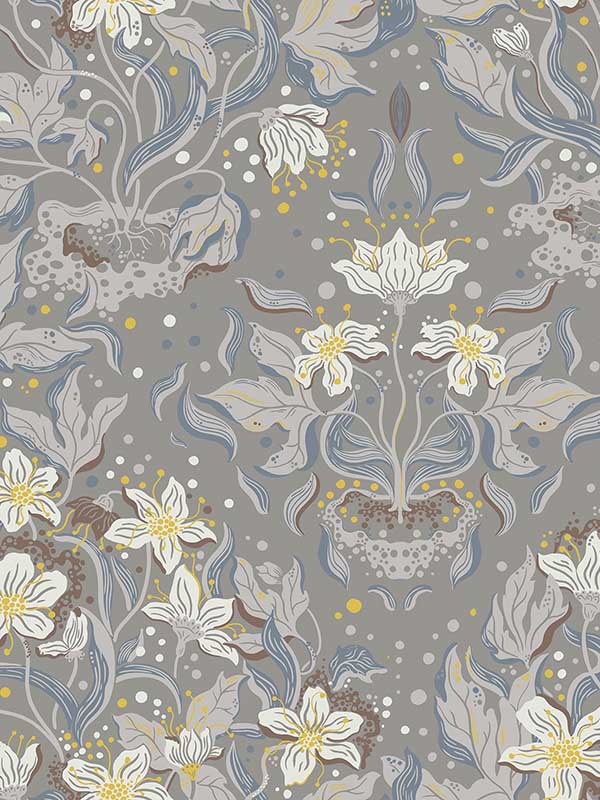 Lisa Floral Damask fabric in stone color - pattern number 4143-22018 - by A Street Prints in the Botanica collection