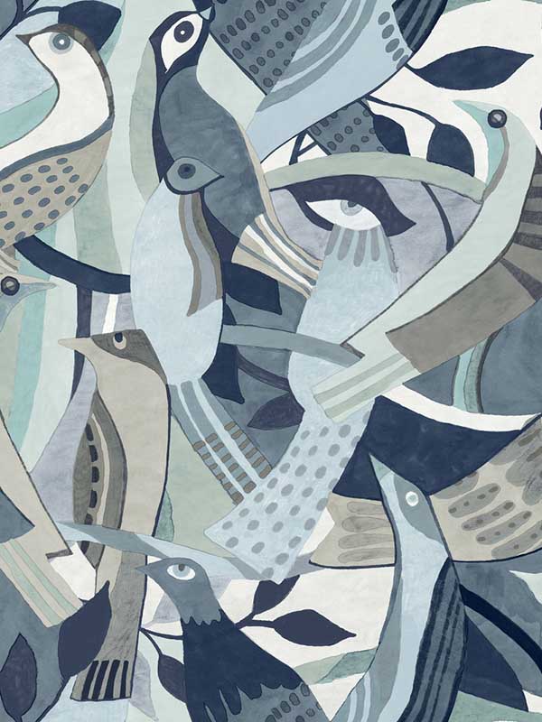 Fauvist Flock fabric in blue color - pattern number AG2015 - by York in the Artistic Abstracts collection