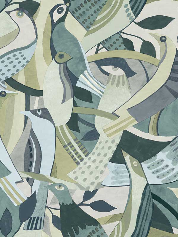 Fauvist Flock fabric in green color - pattern number AG2017 - by York in the Artistic Abstracts collection