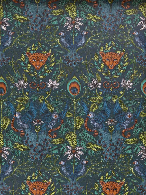 Amazon wallpaper in navy color - pattern number W0098/03.CAC.0 - by Clarke and Clarke in the Animalia by Emma J Shipley collection