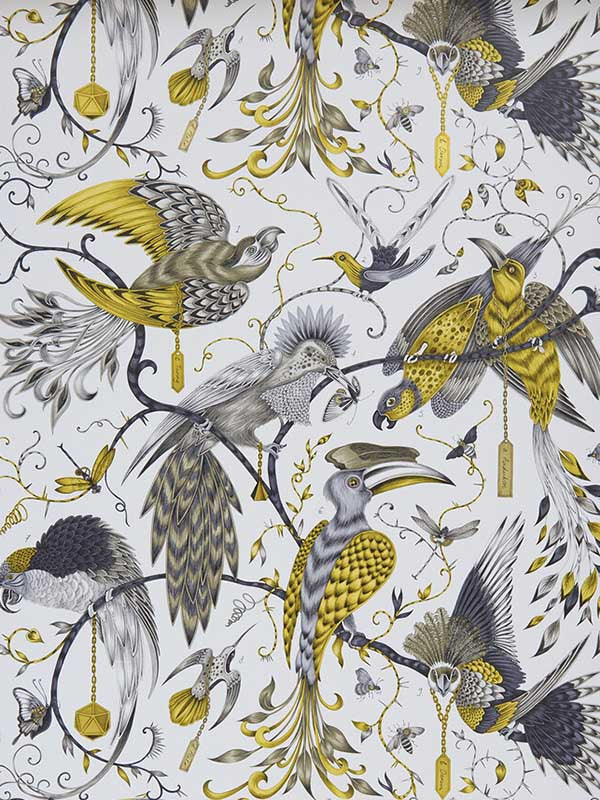 Audubon wallpaper in gold color - pattern number W0099/02.CAC.0 - by Clarke and Clarke in the Animalia by Emma J Shipley collection