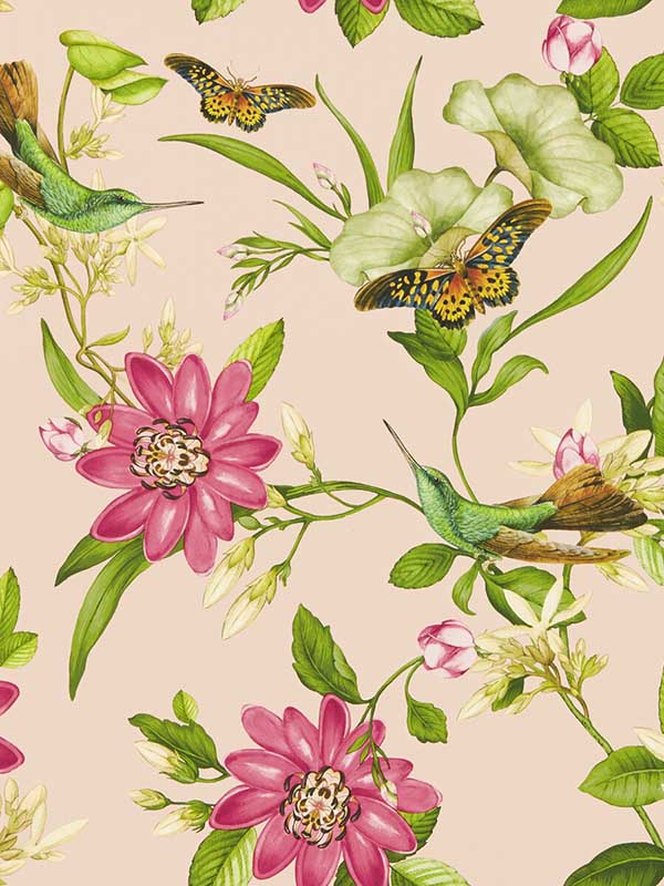 Pink Lotus fabric in blush color - pattern number W0132/01.CAC.0 - by Clarke and Clarke in the Botanical Wonders collection