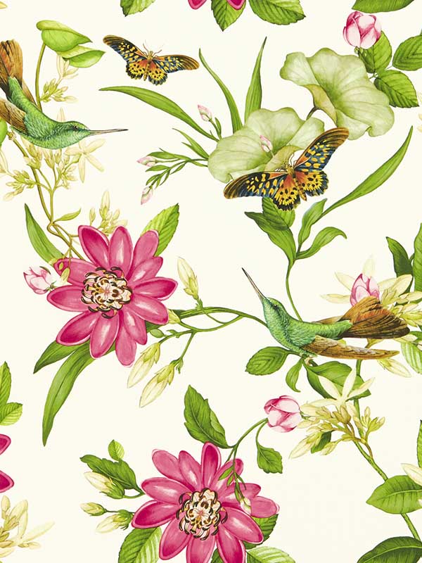 Pink Lotus fabric in ivory color - pattern number W0132/02.CAC.0 - by Clarke and Clarke in the Botanical Wonders collection