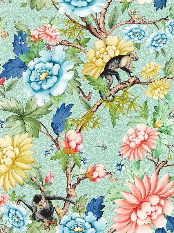 Sapphire Garden fabric in mineral color - pattern number W0133/02.CAC.0 - by Clarke and Clarke in the Botanical Wonders collection