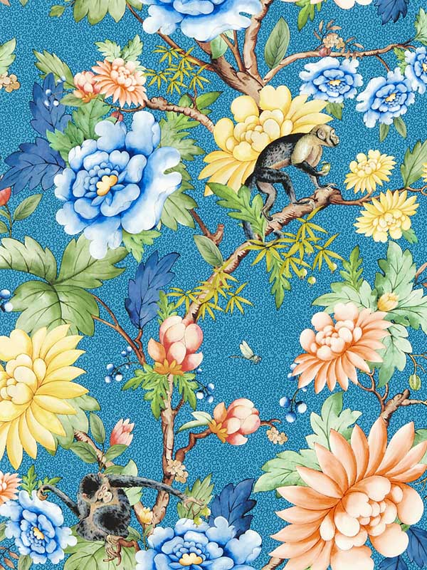 Sapphire Garden fabric in sapphire color - pattern number W0133/03.CAC.0 - by Clarke and Clarke in the Botanical Wonders collection