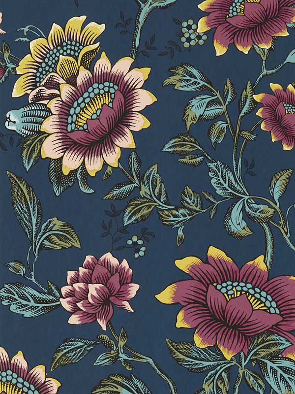 Tonquin fabric in midnight color - pattern number W0134/03.CAC.0 - by Clarke and Clarke in the Botanical Wonders collection