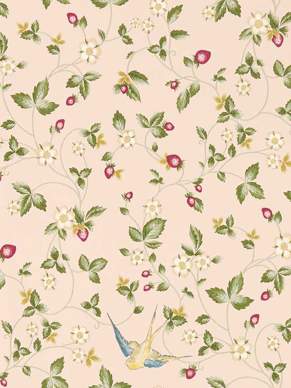 Wild Strawberry fabric in blush color - pattern number W0135/01.CAC.0 - by Clarke and Clarke in the Botanical Wonders collection