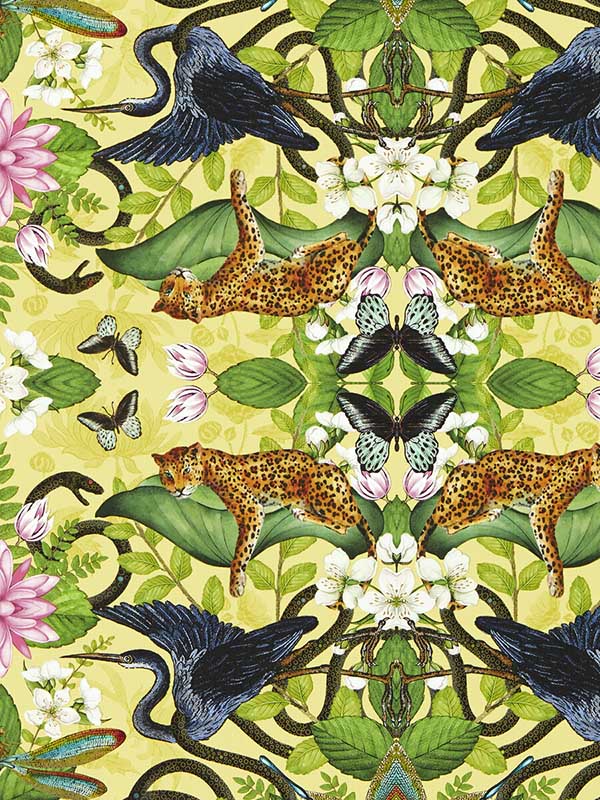 Wonderlust fabric in citron color - pattern number W0136/01.CAC.0 - by Clarke and Clarke in the Botanical Wonders collection