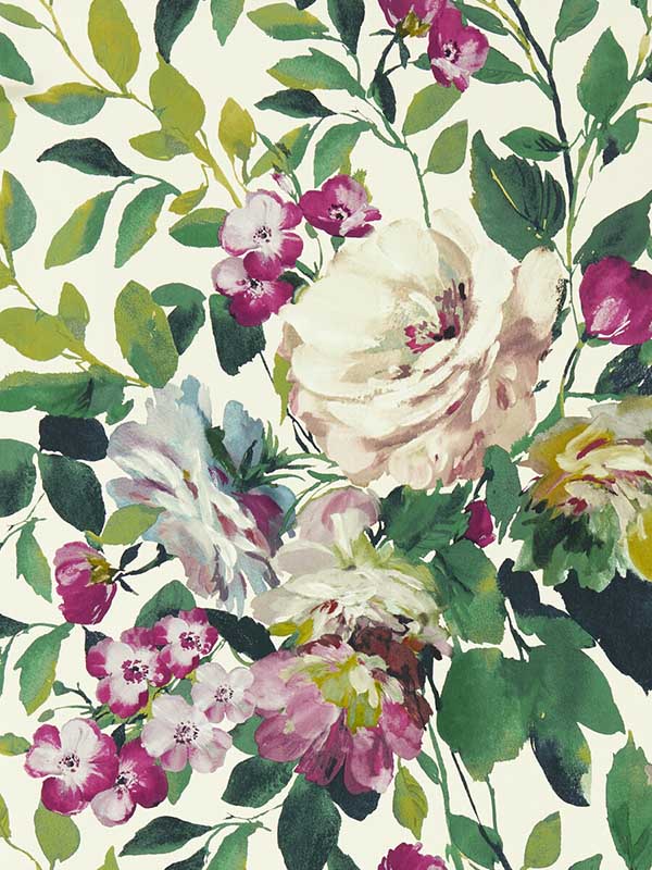 Bloom wallpaper in fuchsia color - pattern number W0139/03.CAC.0 - by Clarke and Clarke in the Exotica 2 collection
