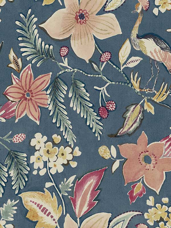 Crestwood Crowned Crane fabric in blue color - pattern number 4034-26790 - by A Street Prints in the Scott Living Third Edition collection