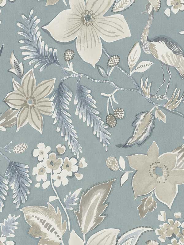 Crestwood Crowned Crane fabric in sky blue color - pattern number 4034-26791 - by A Street Prints in the Scott Living Third Edition collection