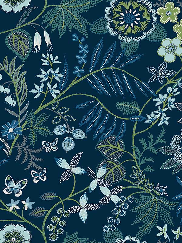 Marilyn Floral Trail fabric in dark blue color - pattern number 4034-72135 - by A Street Prints in the Scott Living Third Edition collection