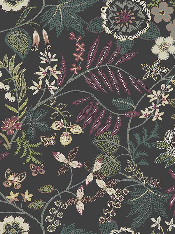 Marilyn Floral Trail fabric in black color - pattern number 4034-72138 - by A Street Prints in the Scott Living Third Edition collection