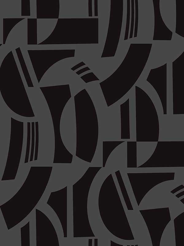 Carter Geometric Flock wallpaper in black color - pattern number 4034-87379 - by A Street Prints in the Scott Living Third Edition collection